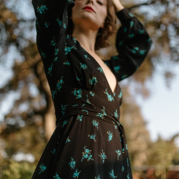 NWT Rosemary Dress in black floral - Picture 2 of 3